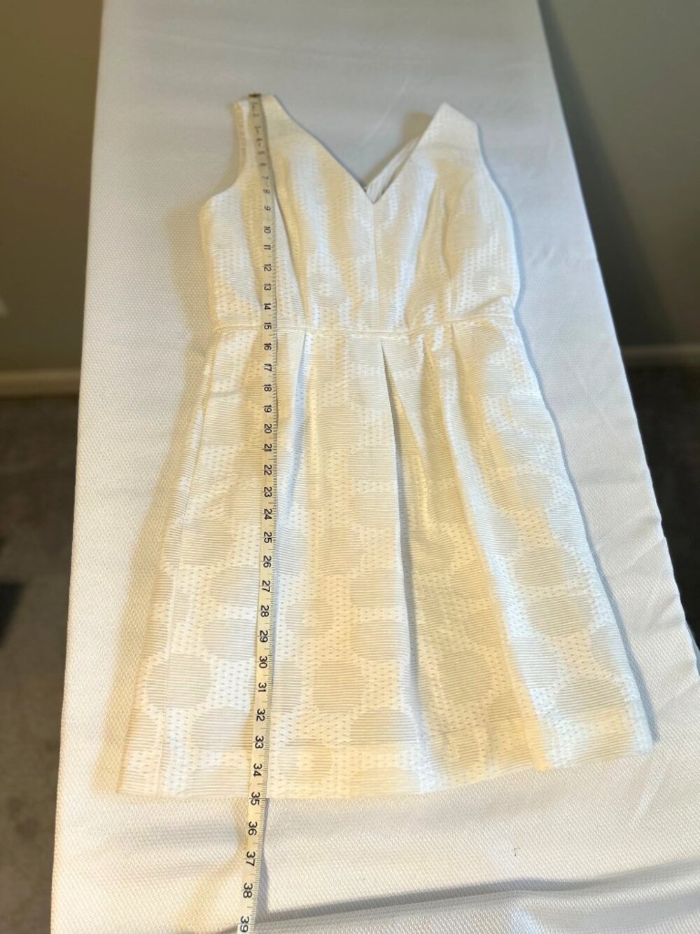 J. Crew Size 6 White Jacquard Cotton Pleated Sleeveless Dress - Picture 4 of 9